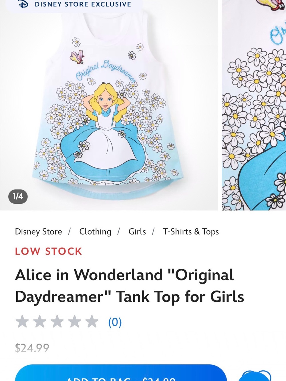 Disney Girls Alice in Wonderland Tank Top